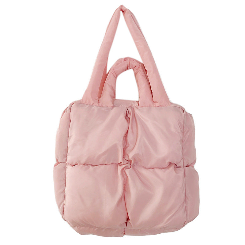 New Cotton-Padded Jacket Women's Korean-Style Large Capacity Fashion All-Match Shoulder down Bag Portable Tote Bag
