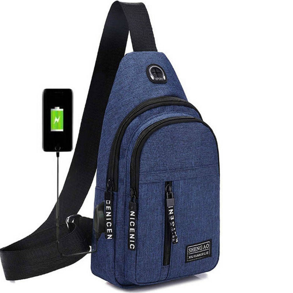 Stylish Men's Crossbody Bag with USB Charging Port, Fashionable Streetwear Design for Daily Use
