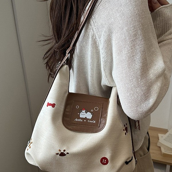 New Cute Embroidered Ribbon Pendant Western Style Leisure Simple Daily Commuter Bag