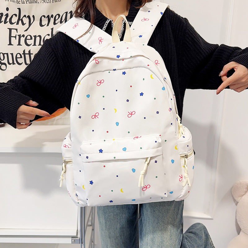 Cute Japanese Style Backpack for Students with Bow Pattern, Large Capacity and Breathable Design