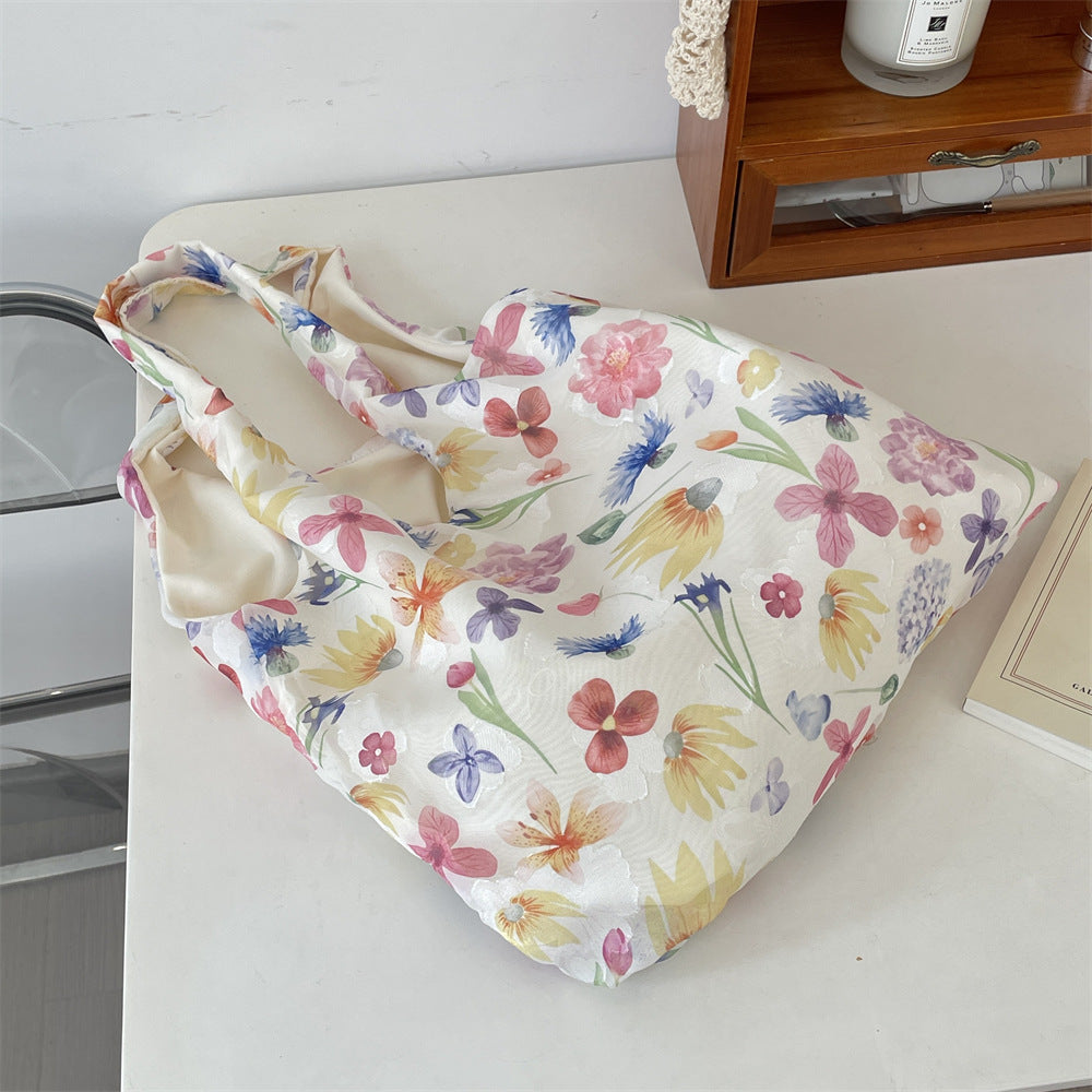 Chiffon Canvas Bag Women's Fresh Gentle Fairy Tulip Shoulder Large Capacity Handbag