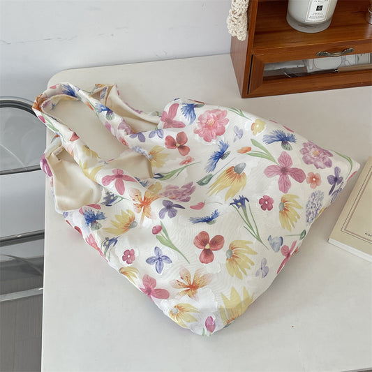 Chiffon Canvas Bag Women's Fresh Gentle Fairy Tulip Shoulder Large Capacity Handbag