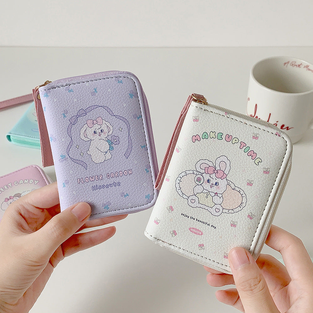 Cute Cartoon Pu Purse Female Student Portable Hand Carrying Coin Card Bag Daily Match Fresh Sweet
