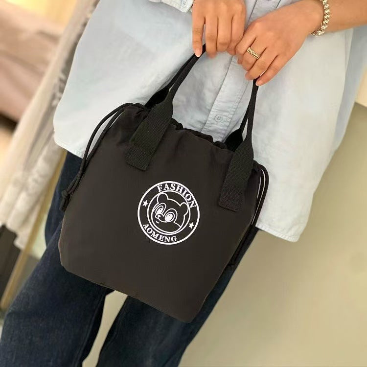Fashion Waterproof Drawstring Pocket Tote Bag Printing Design Commuter Bento Everyday Joker Practical Handbag