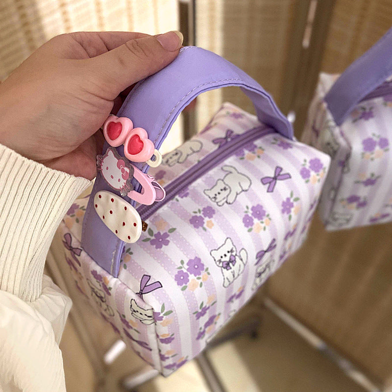 Women's Cosmetic Bag with Handle Design Lightweight and Large Capacity Storage Cosmetics and Daily Necessities Three-Dimensional Portable Good-looking