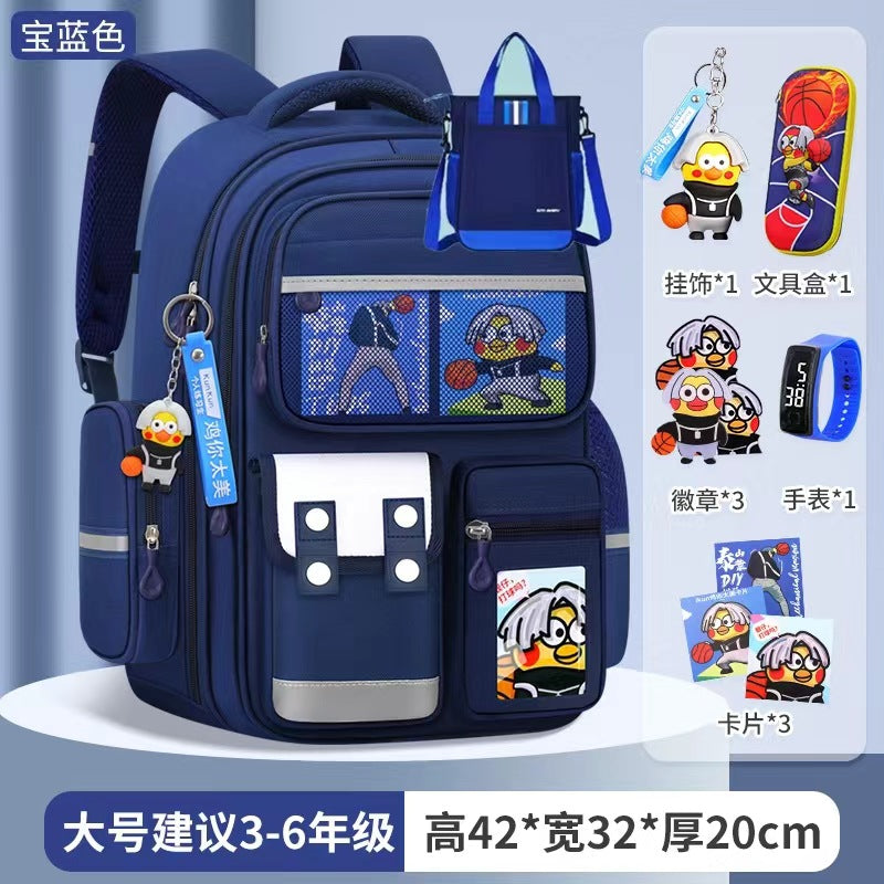Cartoon Children's Schoolbag Burden-Reducing Spine Protection Large Capacity Breathable Waterproof