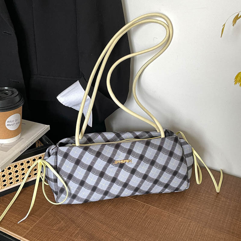 Good-looking Plaid Shoulder Bag Women's New Simple Casual Underarm Bag Zipper Closure with Mobile Phone Bag Practical Versatile Handbag