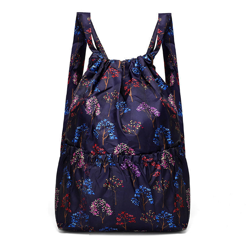 Women's Drawstring Backpack Women's Lightweight Waterproof Multi-Pocket Daily Travel Backpack