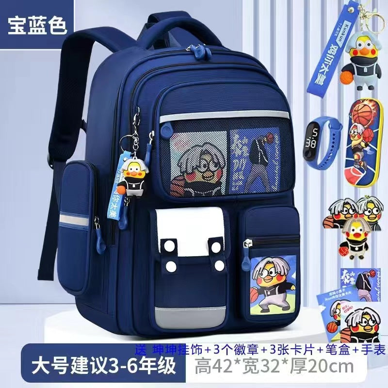 Cartoon Children's Schoolbag Burden-Reducing Spine Protection Large Capacity Breathable Waterproof