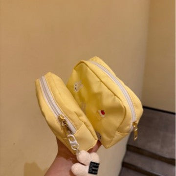 Cute Cartoon Rabbit Embroidered Oxford Fabric Cosmetic Bag with Foldable Design for Daily Use