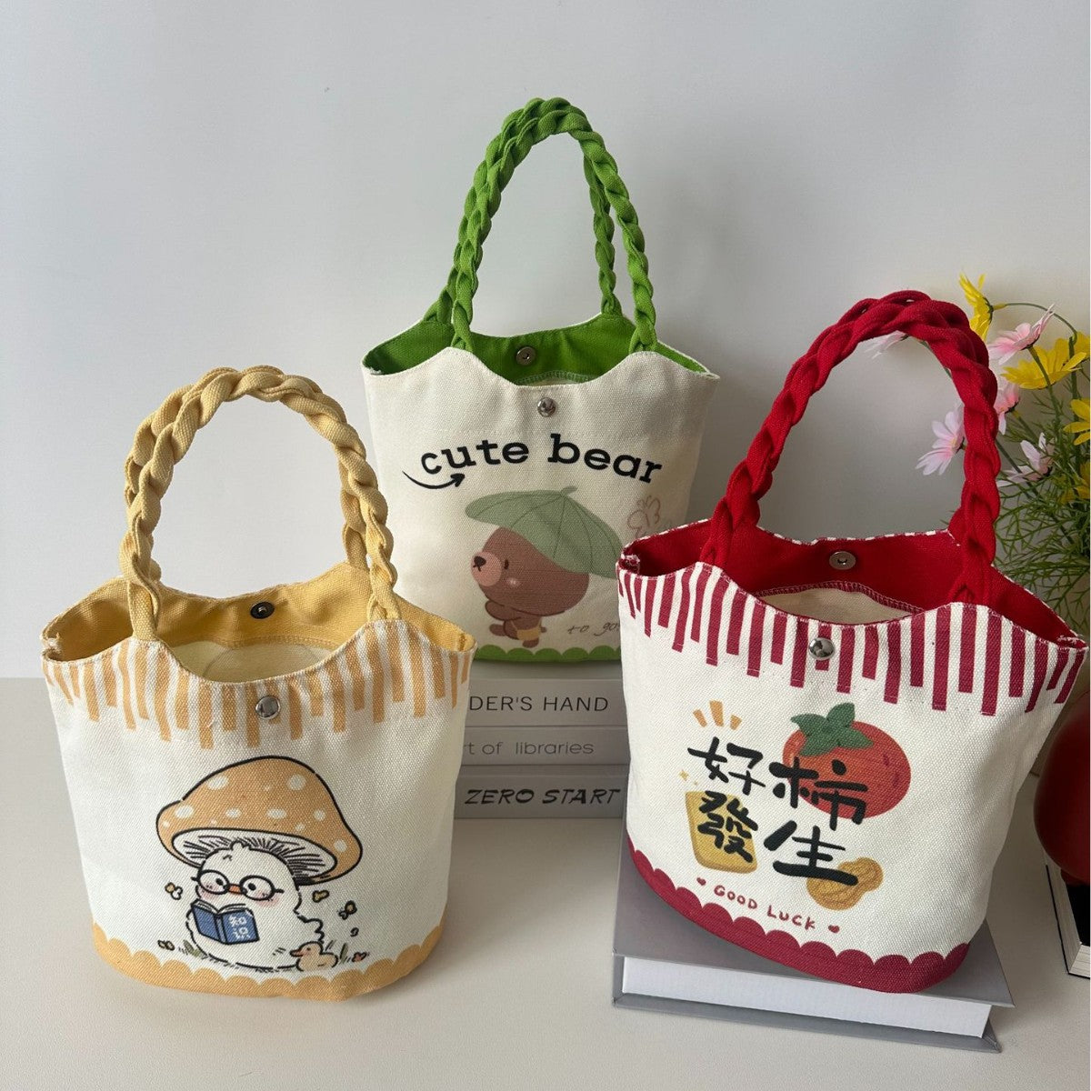 Vegetable Basket Bag Female Cartoon Cute Commuter Hand Carrying Child Storage Lunch Box Lunch Bag