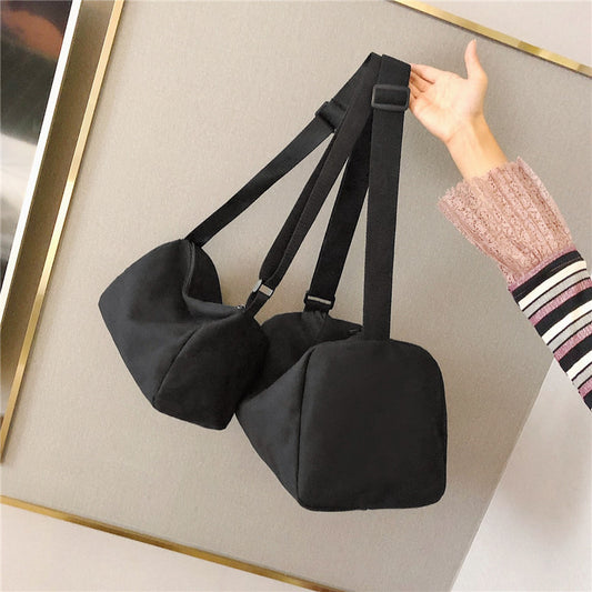 Korean Street Style Canvas Shoulder Bag for Women, Minimalist Urban Design with Zipper Closure and Adjustable Strap