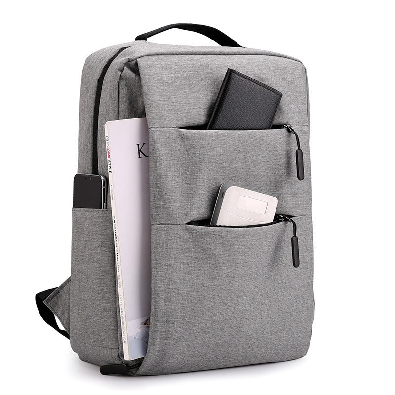 New Simple Business Commute Neutral Solid Color Nylon Sewing Line Universal Backpack for Men and Women