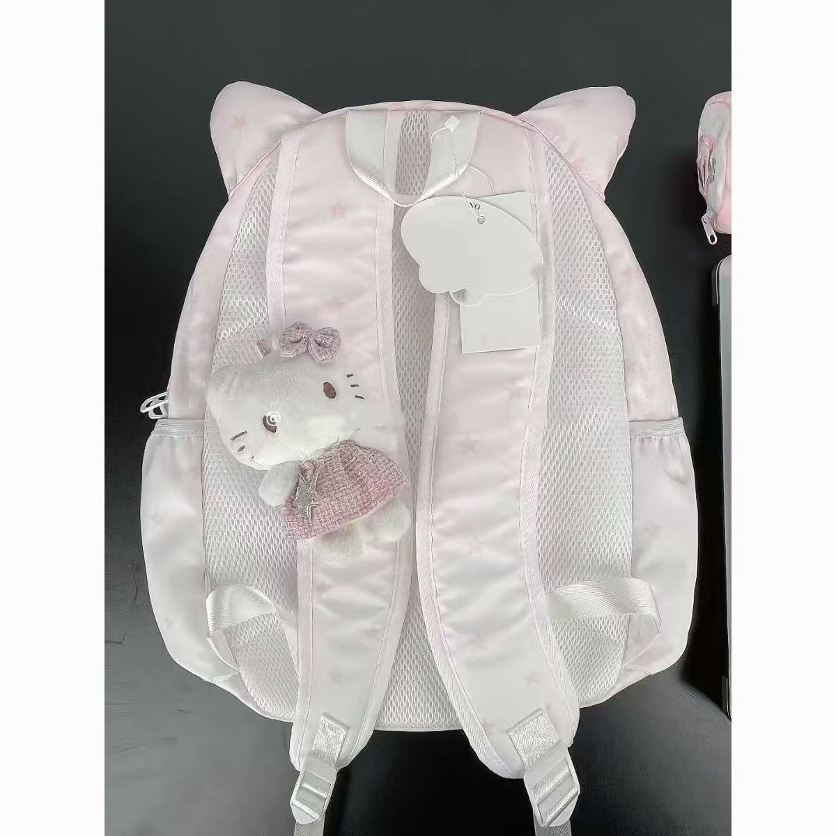 Cute Cartoon Backpack for Students with Star Pattern and Cat Ears Design, Lightweight and Large Capacity School Bag