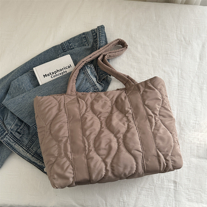 Casual Handbags Women's New Commuter Shoulder Large Capacity Cotton Jacket Bag