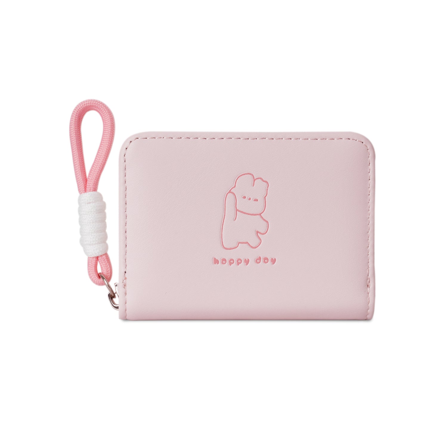 Women's Wallet Cute Cat Pattern Short Card Holder with Bends and Hitches Lanyard Women's Simple Daily Coin Purse