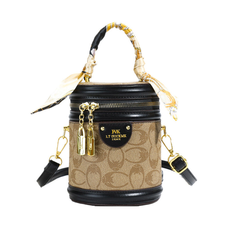 Jing Retro Bucket Bag New Presbyopic Printed Handbag Women's Fashion Shoulder Messenger Bag