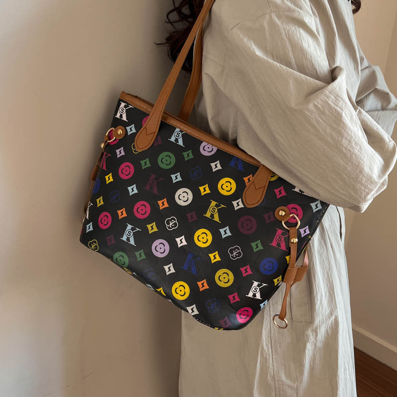 Printed Tote Women's New Trendy Fashion Joker Simple Shoulder Bag