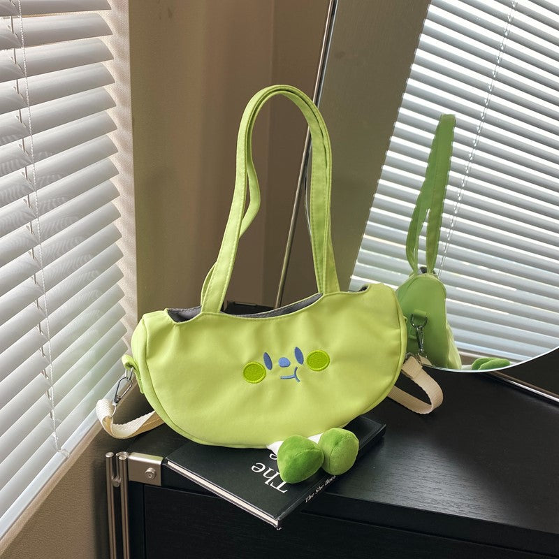 Cute Pea Pod Style Crossbody Bag 2025 Fashionable Soft Canvas Shoulder Bag with Playful Design for Daily Wear