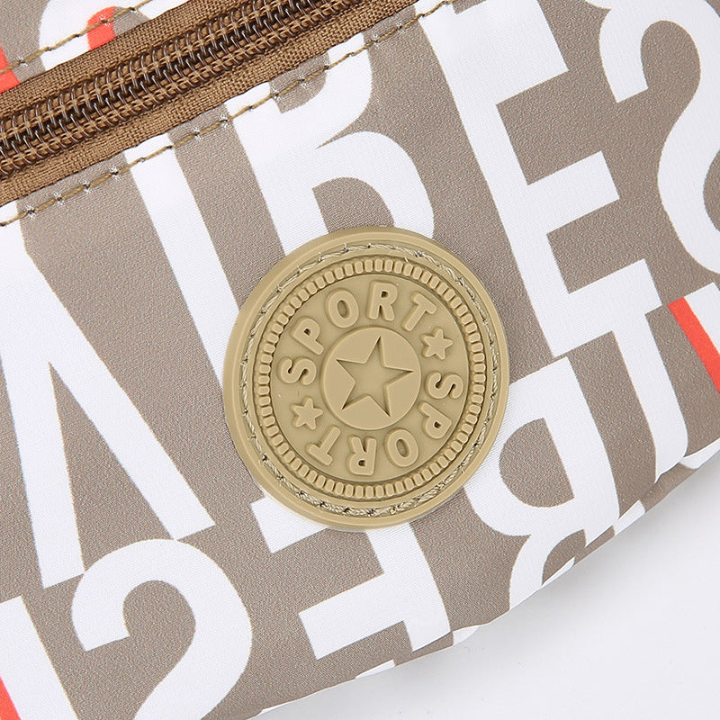 Stylish Letter Print Crossbody Bag for Men and Women, Lightweight Nylon Casual Travel Shoulder Bag with Zipper Closure