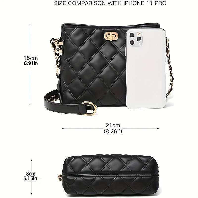 2025 New Fashion Women's Quilted Chain Shoulder Bag with Phone Pocket, Trendy Daily Crossbody Design