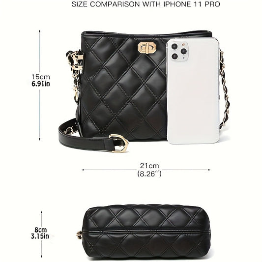 2025 New Fashion Women's Quilted Chain Shoulder Bag with Phone Pocket, Trendy Daily Crossbody Design