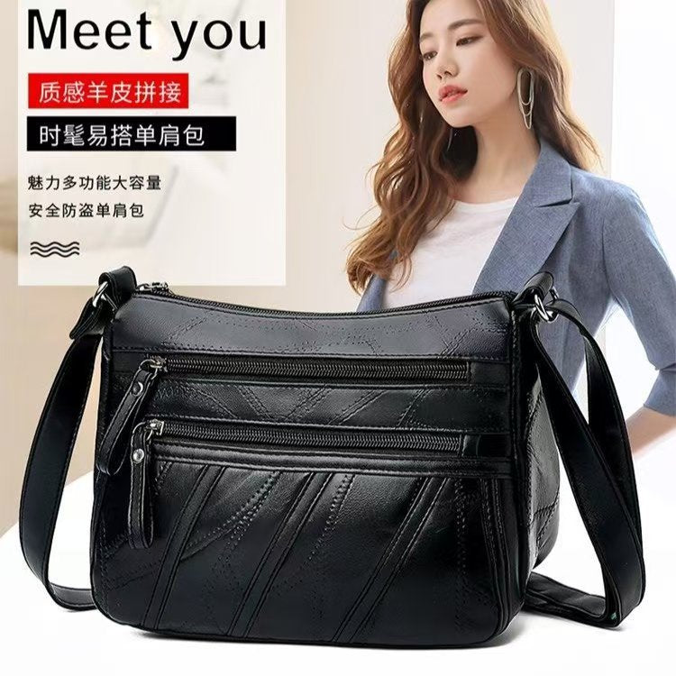 Stylish PU Crossbody Bag for Women, Soft Leather Look with Multiple Zip Pockets, Perfect for Daily Use and Casual Outfits