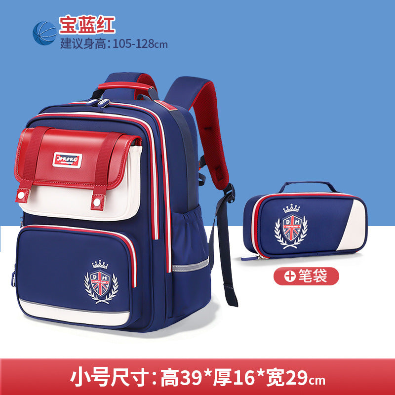 2026 New Kids Backpack for Grades 1-6, Lightweight & Ergonomic Design with Large Capacity, Breathable and Waterproof Oxford Fabric, British Style School Bag with Pencil Case and Study Bag Set