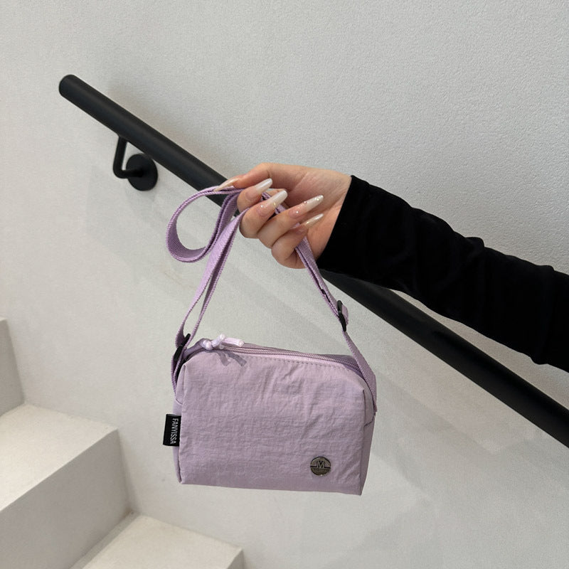 Minimalist Nylon Crossbody Bag for Women - Lightweight Daily Commute Shoulder Bag with Simple Design and Practical Open Top