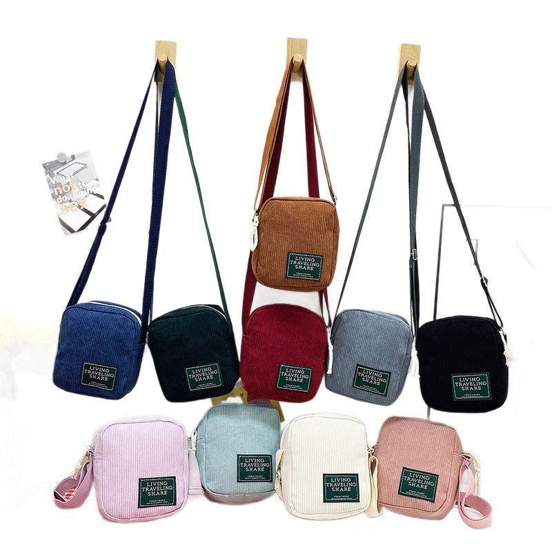 2026 New Korean Style Corduroy Mini Square Shoulder Bag with Braided Tassel and Zipper Closure for Daily Fashion