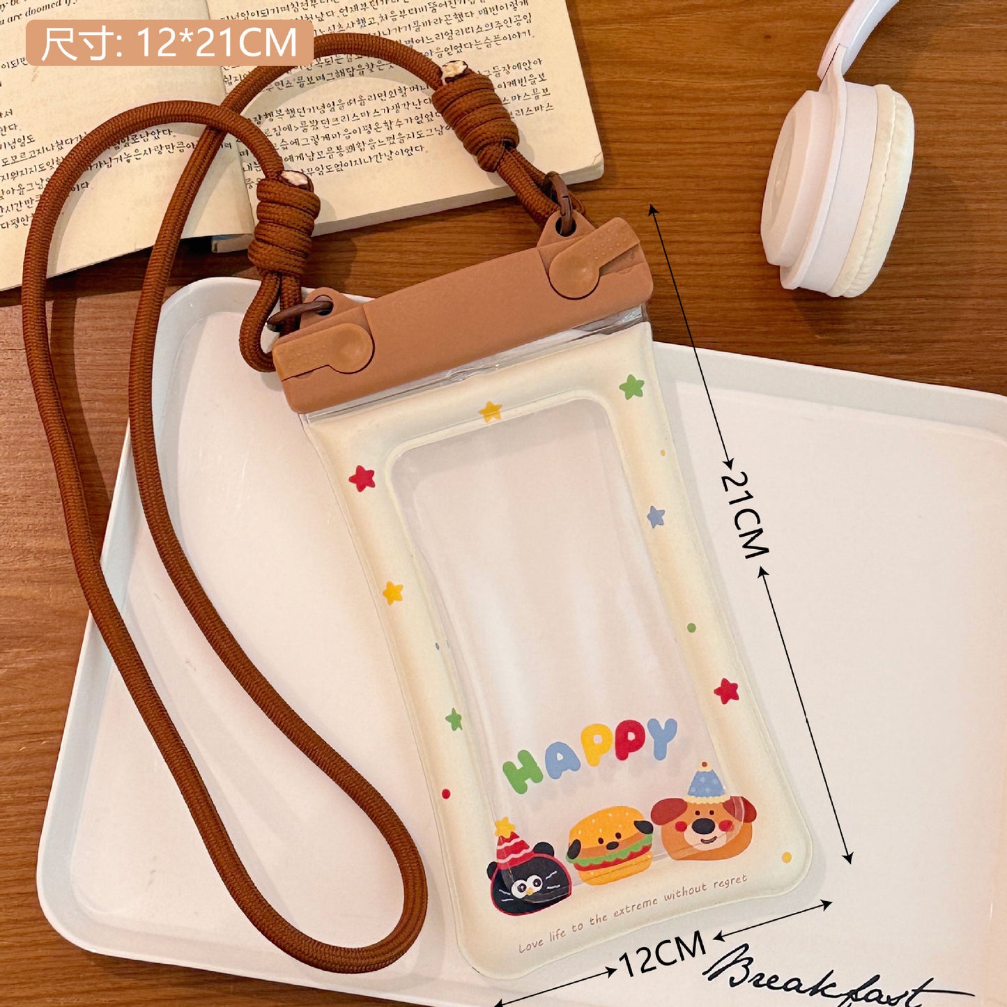 Cute Transparent Waterproof Mobile Phone Bag Touch Screen Design Suitable for Swimming Drifting Multifunctional Sealed Storage Bag