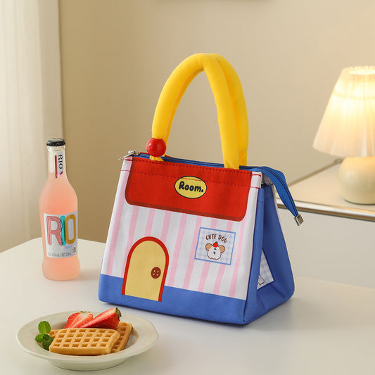 Small House Lunch Bag Thermal Bag Handbag Lunch Box Bag Office Worker with Rice Student Lunch Bag Cute Lunch Box Bag