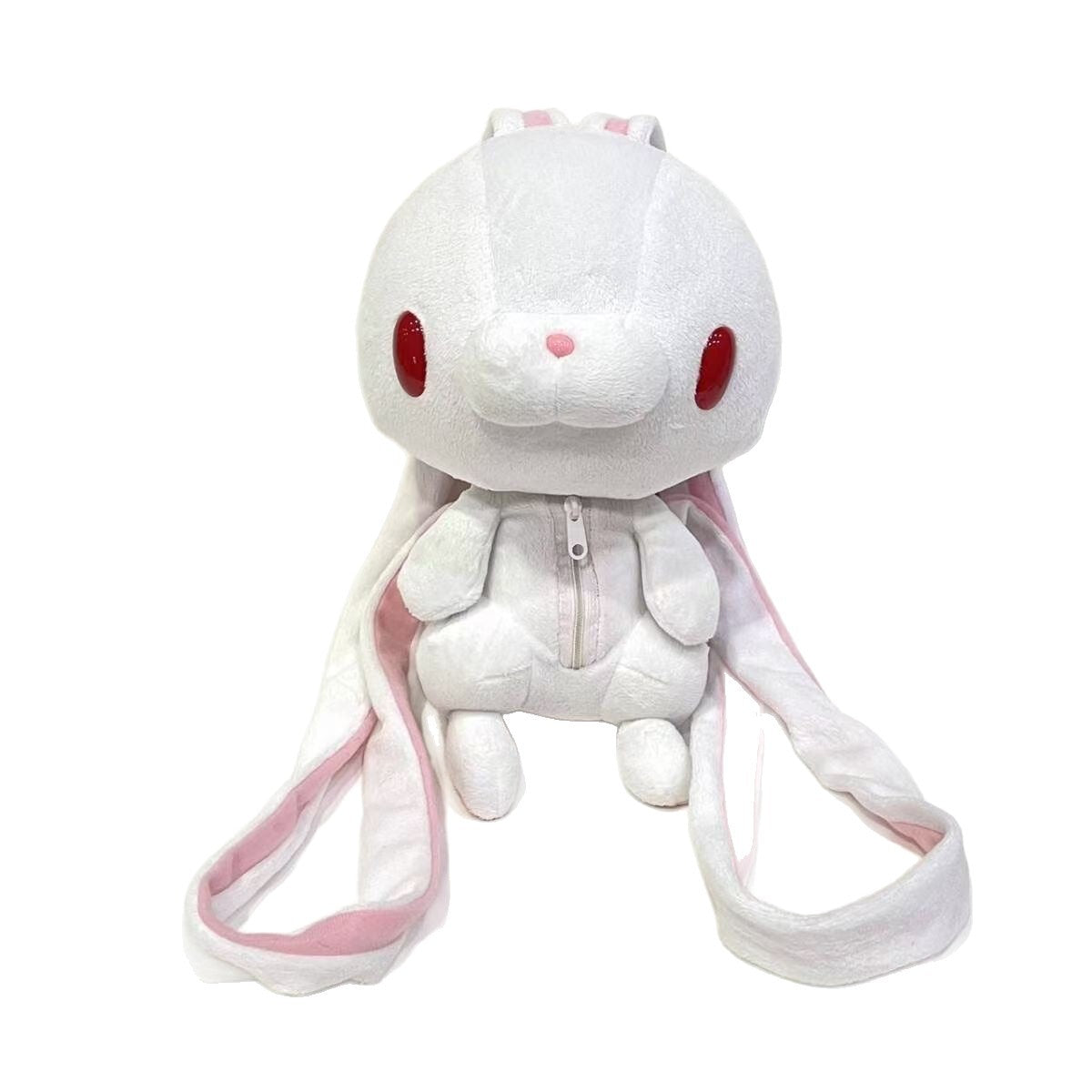 Cute Kawaii Rabbit Plush Backpack with Red Eyes, Adorable Cartoon Design for Casual Travel and Daily Use