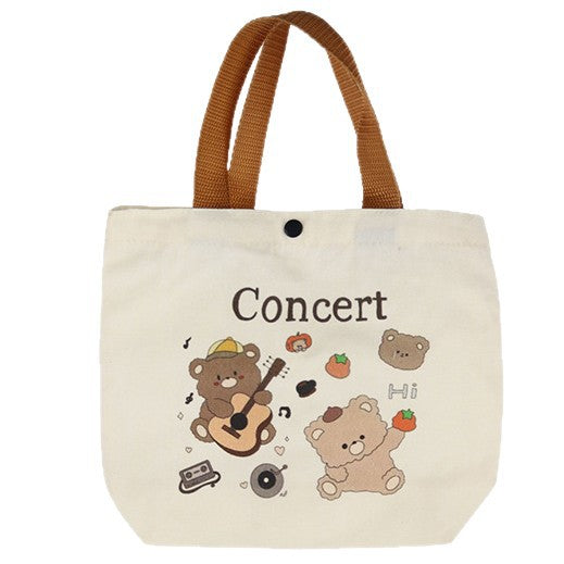 New Bear Canvas Bag Female Student Hand Carry Lunch Bag Handbag Canvas Bag Gift Bag