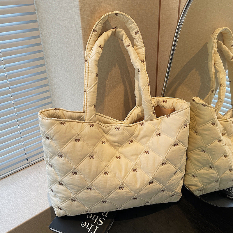 Commuter Tote Women's Idle Style New Single Shoulder Messenger Bag Casual Cotton Jacket Bag Underarm Bag