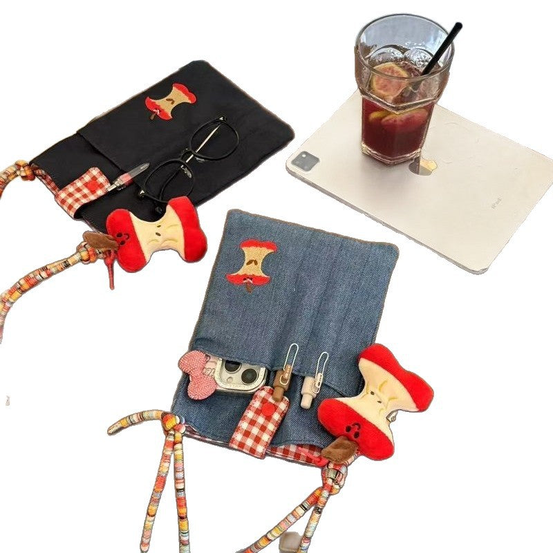 Cute Summer Embroidered Crossbody Bag with Apple Design, Perfect for Daily Use and Stylish Outings