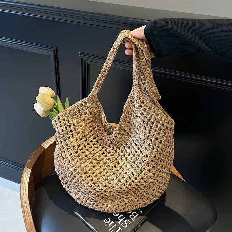 Cute Cloud Knitted Shoulder Bag Women's Large Capacity Woven Tote Bag