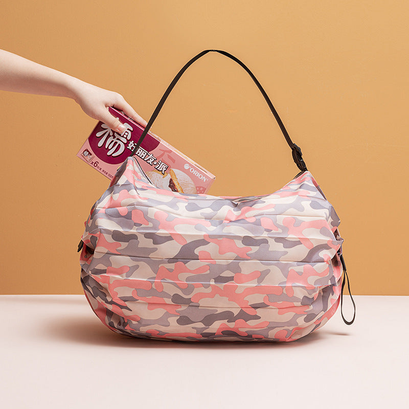 Foldable Large Capacity Shopping Bag One Shoulder Portable Environmental Protection Travel Thick Fashion Shopping Bag