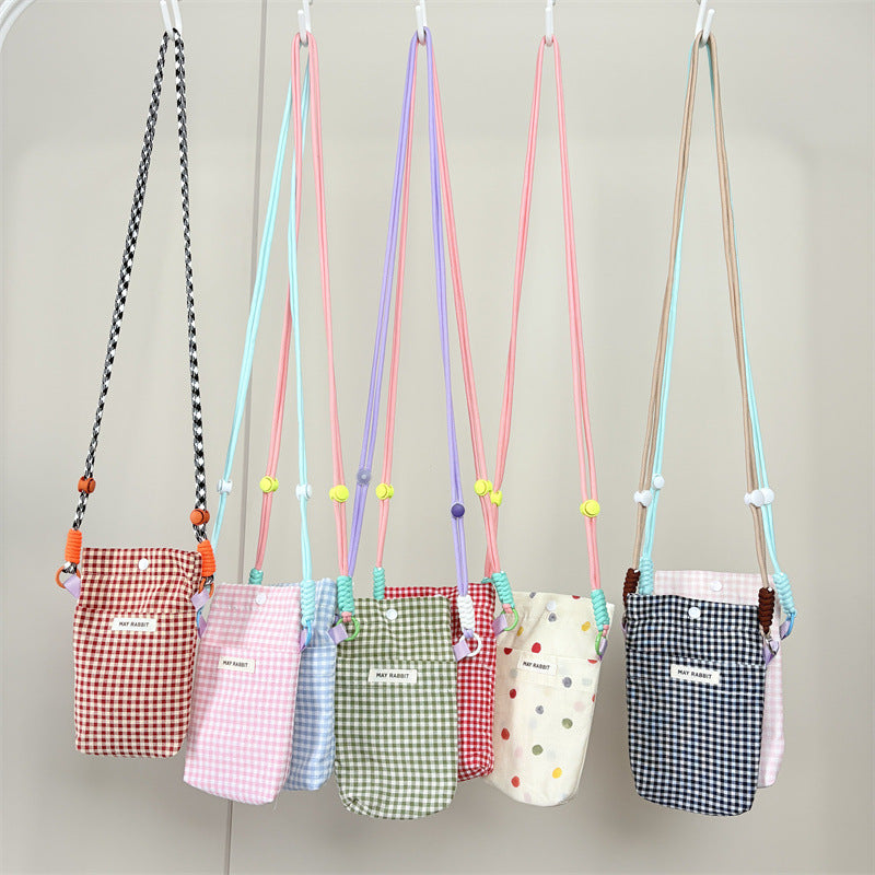 Girly Style Plaid Mobile Phone Fashion Messenger Bag Large Capacity Daily Versatile Small Square Bag