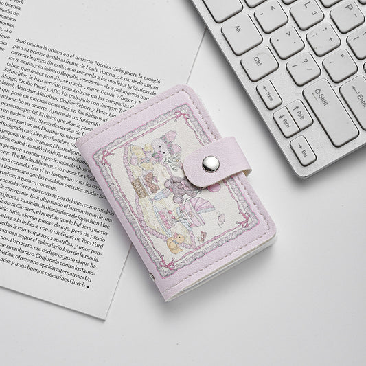 Women's Wallet Cute Rabbit Bear Pattern Ultra-Thin Card Holder Multiple Card Slots Document Storage Daily Matching Practical Card Holder