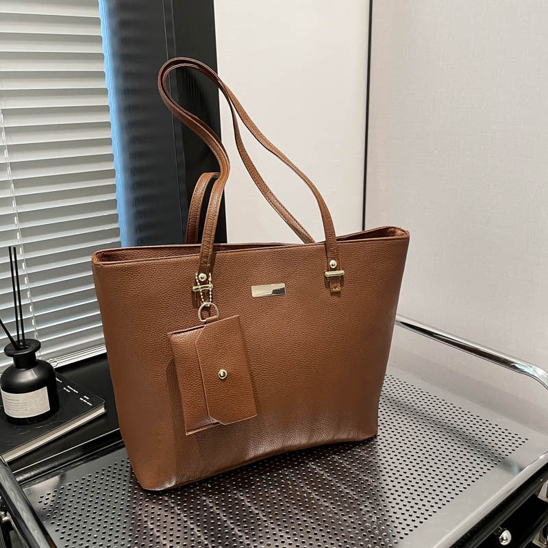2025 Spring New Fashion Minimalist Tote Bag Set with Crossbody Purse, Soft PU Leather, Large Capacity for Daily Commute
