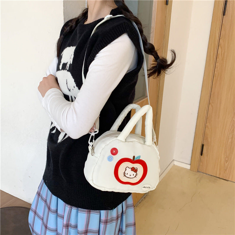 Women's Cross-Body Bag Handbag Cute Hello Kitty Apple Shape Storage Bag Cosmetic Bag Coin Purse