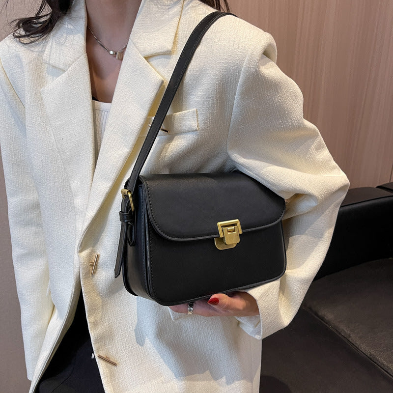 Urban Simple Style Lock Messenger Bag Multi-Functional Inner Bag Design Everyday Joker Fashion Small Square Bag