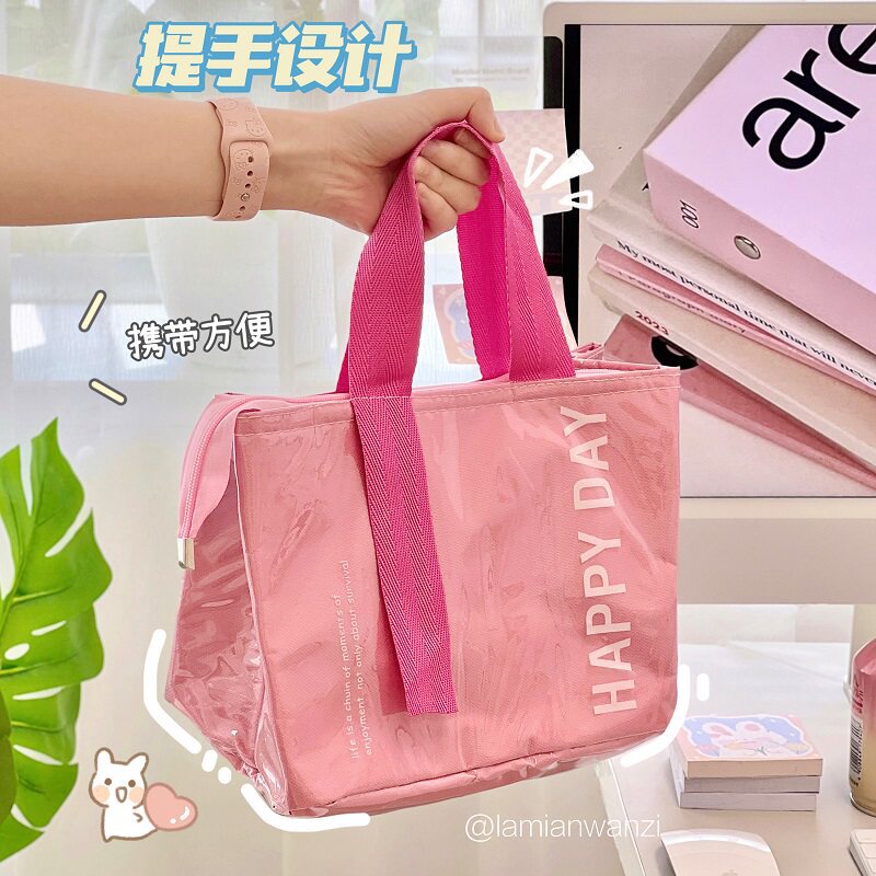 Dopamine lunch box bag, large-capacity lunch thermal bag for office workers, thick aluminum foil insulated bag for outdoor camping and picnics