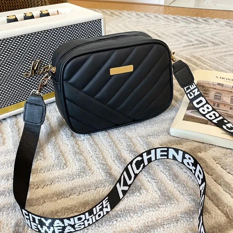 Stylish Quilted Crossbody Bag for Women with Trendy Printed Strap and Compact Design Perfect for Daily Use