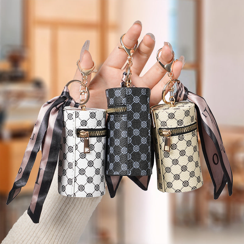 High Luxury Coin Purse Female Pendant Earphone Bag Lipstick Mini Keychain Bag Vintage Bucket Simple Pendant