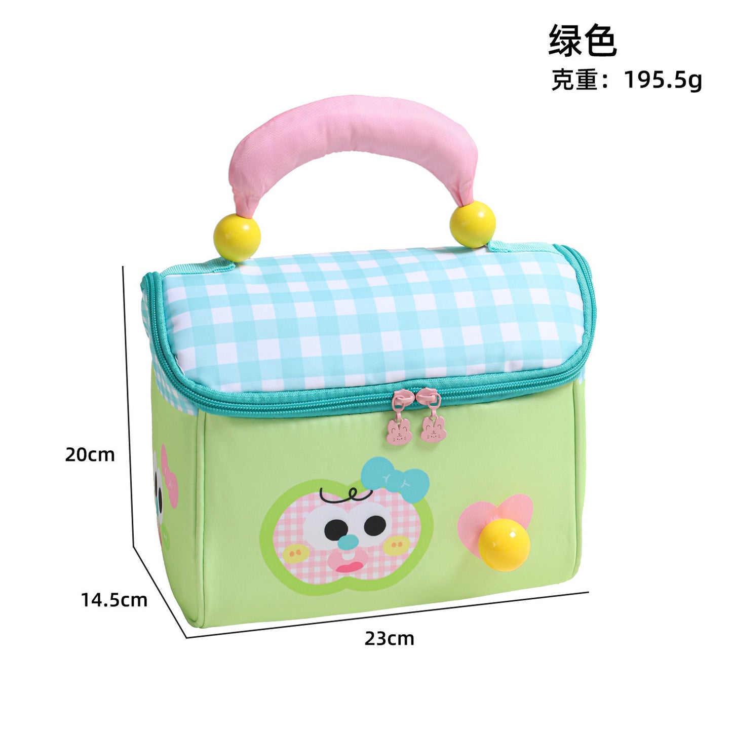 Cute Cartoon Cat Lunch Bag with Lucky Handle, Portable Insulated Food Storage Pouch for Daily Use