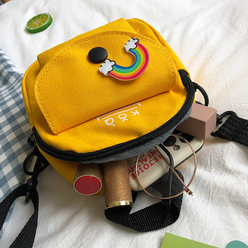 Cute Small Bag Women's New Fashion Versatile Canvas Messenger Bag Korean Casual Shoulder Small Square Bag