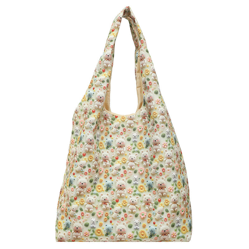 New Korean Style Fresh Floral Cotton Bag Student Trendy Canvas Western Style Women's Crossbody Shoulder Bag