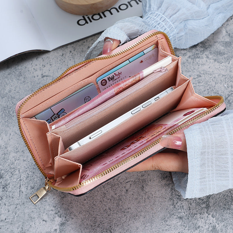 Women's Clutch Long Wallet New Korean Style Multifunctional Card Holder Mobile Phone Bag Coin Purse